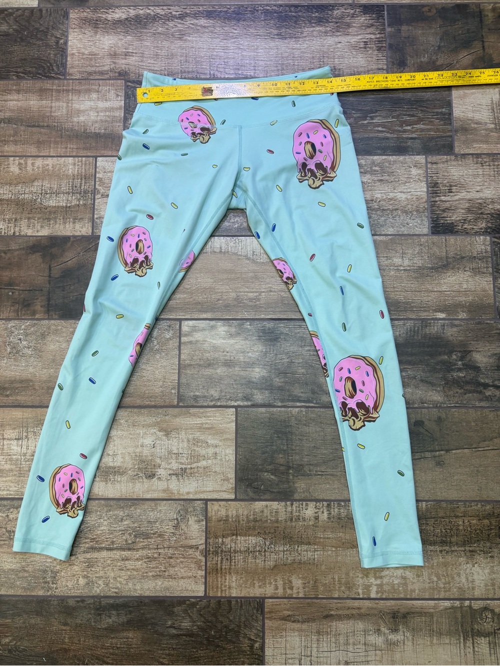 Feed Me Fight Me Mint Leggings with Pink Donut Print